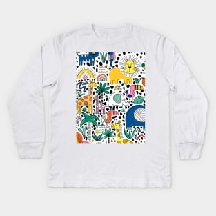 Safari Animal Pattern Kids Long Sleeve T-Shirt